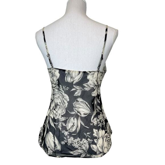 Y2K Tank Top Black Floral Sheer Size M - Picture 5 of 6